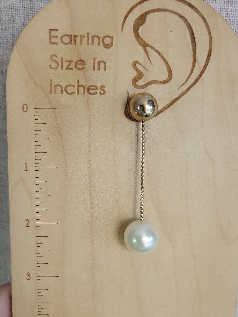 Gold Ball And Pearl Chain Drop Earrings - Elegant Women's Jewelry - Picture 4 of 5